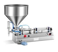 Máquina neumática de llenado de pasta y líquidos con tolva de mezcla vertical, equipo de llenado de botellas de acero inoxidable para crema, champú, cosméticos, 300-3000 ml