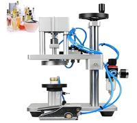 Máquina Neumática de Tapado, Herramienta de Crimpado para Botellas de 13-20mm con Pedal - 40-80 Botellas/Min, Altura Ajustable de 0-20cm, Selladora de Tapas para Viales de Perfume y Botellas de 15mm