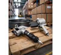 Máquina Neumática Para Fleje De Acero, Juego Industrial Con Tensor, Cortador Y Selladora, Fuerza De 8500 N, Para Flejes De 19/25/32 Mm, Fácil De Usar, Robusta Y Muy Resistente 32mm/1.25in