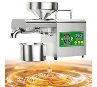 Máquina para hacer aceite, prensa de aceite de cocina de 800 W, acero inoxidable, pantalla LCD, ajuste de temperatura de 40.0-300.0 °C, prensa fría y caliente