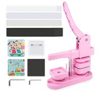 Máquina para hacer botones, 50 mm, cuadrado, para hacer insignias de nevera, kit de prensa personalizado con 100 piezas de botón para regalos, fabricante de pines, rosa