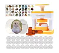 Máquina para hacer botones - Prensa de alfileres de 9,44 pulgadas Paquete de 48 plantillas, juego de herramientas para crear insignias Suministros de arte hechos a mano, creadores con kits de