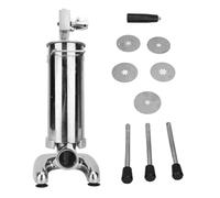 Máquina para hacer churros españoles de 3 l, manual, desmontable, vertical, de acero inoxidable, con 5 moldes para uso doméstico y comercial.