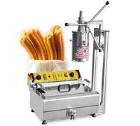 Máquina para hacer churros españoles verticales de 5 l, máquina de churros manual de alta resistencia, freidora eléctrica de acero inoxidable de 4 moldes, máquina de churrera española vertical