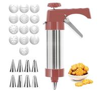 Máquina para Hacer Churros,Juego de Glaseado y Galletero con Ocho Boquillas y Trece Cortadores, Estuche Expositor, 22 Piezas (Red)