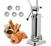 Máquina para hacer churros manual, máquina churrera vertical de acero inoxidable con 5 boquillas, prensa comercial para rosquillas para uso doméstico y restaurante