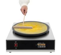 Máquina para hacer crepes (2800 W, 40 cm, antiadherente, digital) | Acero inoxidable 201, temperatura 32-570 F, temporizador 0-9:59, pies antideslizantes, luces indicadoras, cable de 1,5 m