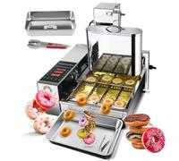 Máquina Para Hacer Donas Comerciales De 2000 W, Mini Máquina Para Hacer Donas De 4/6 Filas Con Panel De Control Inteligente, Freidora De Donas Digital Con Giro Automático Y Espesor De Donas Ajustable