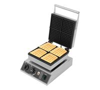 Máquina para hacer gofres de 1750 W, 50-300 ℃ 4 waflera, sandwichera antiadherente, gofres multifuncional, ajuste de tiempo de 0 a 5 minutos, 25,5 x 25,5 cm, molde para hornear, para cafetería