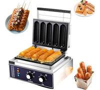 Máquina para hacer gofres de perritos calientes, prensa de acero inoxidable para perritos calientes, con placas antiadherentes y control de temperatura, para uso doméstico y comercial.