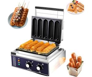 Máquina para hacer gofres de perritos calientes, prensa de acero inoxidable para perritos calientes, con placas antiadherentes y control de temperatura, para uso doméstico y comercial.