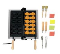 Máquina para hacer gofres de pescado Taiyaki de 1800 W, mini gofrera eléctrica en forma de pez de 12 cavidades con revestimiento antiadherente, temperatura y temporizador ajustables
