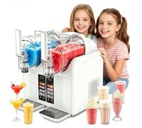 Máquina para hacer granizados y helados suaves, tanque doble 2 en 1 con dureza y temperatura ajustables, mezcla de 360°, ideal para tiendas de bebidas y fiestas