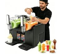 Máquina para hacer granizados y helados suaves, tanque doble 2 en 1 con dureza y temperatura ajustables, mezcla de 360°, ideal para tiendas de bebidas y fiestas
