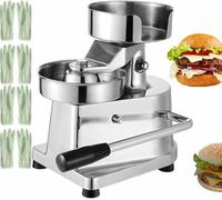 Máquina para hacer hamburguesas | Prensas para galletas y hamburguesas | Con papeles y 4 guantes | Prensa de hamburguesas de acero inoxidable para restaurantes y patios de comidas