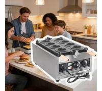 Máquina para Hacer Hamburguesas UFO Eléctrica de Alta Potencia, 2000W 6 Moldes / 3000W 8 Moldes Ice Cream Burger, Doble Calentamiento 50-300°C, Moldes Antiadherentes, Uso Comercial de Sobremesa 8-slot