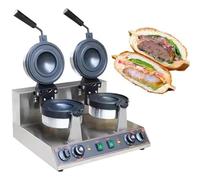MáQuina Para Hacer Hamburguesas Y SáNdwiches Ufo, Prensa EléCtrica Para Hamburguesas Con Placa Antiadherente Giratoria De 180° - Gofrera - MáQuina Para Hamburguesas(Dual)