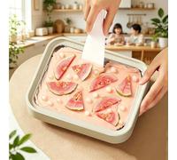 Máquina para hacer helado instantáneo, Kit de acero inoxidable para helado enrollado con 2 espátulas, Enfriamiento rápido, Bandeja impermeable para yogur helado casero DIY(White,23cm)