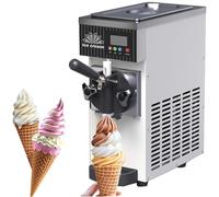 Máquina para hacer helados, máquina de servicio suave para encimera, potencia de 450 W, tolva refrigerada de 2.5 L, tanque de congelación de 1 litro, limpieza automática, panel LCD, salida comercial 4