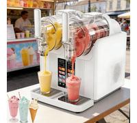 Máquina para hacer helados y granizados, 430 W de doble tanque con 7 ajustes preestablecidos, no necesita hielo, máquina de bebidas congeladas con limpieza automática y pantalla LED (blanco)