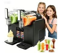 Máquina para hacer helados y granizados, 430 W, doble tanque, capacidad de 2 x 2 litros, no requiere hielo, 7 ajustes preestablecidos, limpieza automática, pantalla LED para bebidas congeladas