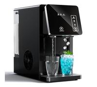 Máquina para hacer hielo 2 en 1 para encimera con dispensador de agua fría y caliente, máquina de hielo tipo bala de doble tamaño de 12 kg/24 horas con tanque de agua de 3,3 l, para el hogar