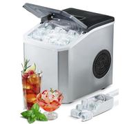 Máquina para hacer hielo, 9 cubos en 6 minutos, máquina de hielo de 15 kg en 24 horas para el hogar, 2 tamaños de bala, 1.5 L, cuchara de hielo y cesta, autolimpieza, portátil para bar, regalo de