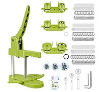 Máquina para hacer insignias, tamaños de Button Maker Machine 25+32+58 mm, 300 juegos de piezas de insignias de metal, Zimiking con moldes, arandela de plástico y cortador de papel redondo (Verde)
