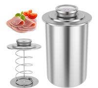 Máquina para hacer jamón de acero inoxidable con termómetro, máquina para hacer carnes de almuerzo para sándwiches de tocino, molde para prensar carne para carnes frías caseras, kit de prensa