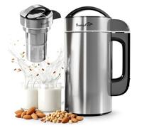 Máquina para hacer leche de almendras de 50 onzas (filtro colador integrado) para hacer leche a base de plantas, sopa y jugo, 6-7 tazas por lote, acero inoxidable 304, 5 libras, limpieza automática