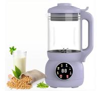 Máquina para hacer leche de nueces de 1000 ml, máquina para hacer leche de soja de vidrio 7 en 1 con 10 elementos de molienda, inicio con un botón, reserva inteligente de 12 horas, máquina par purple