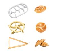 Máquina para hacer pan de 3 piezas, molde para hornear, moldes de croissant y cortadores de croissants (redondo, ovalado, triangular), cortador de pan, molde de plástico