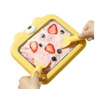 Máquina para hacer rodillos para yogur con placa fría: bandeja para hielo no eléctrica de acero inoxidable, máquina para postres casera de 1000 g, estilo lindo de oso de 24x4,4x22 cm, construcci