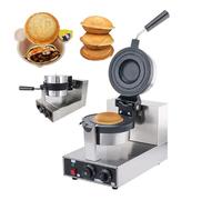 Máquina para hacer waffles eléctrica comercial para hacer helados, hamburguesas y waffles con control de temperatura y temporización, revestimiento antiadherente para preparar paninis y sánd