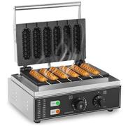 Máquina para hacer wafles en palitos de acero inoxidable de 1550 W, con temporizador y control de temperatura - Comercial, Máquina eléctrica para hacer perritos calientes de maíz, plancha an