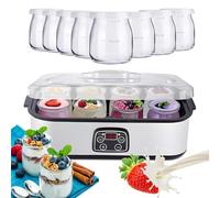 Máquina para hacer yogur, 1400 ml eléctrica con 8 tarros, automática con pantalla LED, control de temperatura y tiempo ajustable para yogur casero