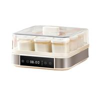 Máquina para hacer yogur de 1500 ml con 9 tarros de vidrio y pantalla LED | Temperatura ajustable de 25 a 65 °C, temporizador de 0 a 99,59 horas, función de memoria y apagado automático para yogur y