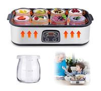 Máquina para Hacer Yogur De 2000 Ml - Yogurtera Eléctrica con 8 Tarros De Cristal, Temperatura Ajustable Y Temporizador De 48 H | para Hacer Yogur Probiótico Lácteo Y No Lácteo