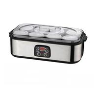 Máquina para Hacer Yogur Probiótico, Yogurtera de Acero Inoxidable con Temperatura y Temporizador Ajustables, Yogurtera Automática Digital con Pantalla LCD, 8 Tarros y Filtro para Yogur