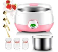 Máquina para hacer yogurt - 800 ml automática con forro de acero inoxidable, 3 tarros y cucharas de vidrio, ideal para fermentación casera de yogur, queso y natto
