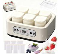 Máquina para hacer yogurt con pantalla táctil, control de temperatura y tiempo ajustable, fácil de limpiar, máquina de fermentación casera sin BPA con 6 tarros de vidrio
