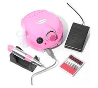 Máquina perforadora de uñas, Lima eléctrica for uñas acrílicas y naturales con pedal.(Pink)