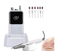 Máquina perforadora de uñas, lima eléctrica para uñas con 35 000 rpm, perforadora portátil recargable para uñas de gel acrílico con 6 cabezales de pulido para salón de manicura y uso doméstico