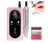 Máquina perforadora de uñas, Taladro de uñas eléctrico portátil profesional de 45000 RPM, recargable, con lima de uñas de bajo ruido(Pink)