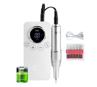 Máquina perforadora de uñas, Taladro de uñas inalámbrico recargable de 45000 RPM, lima de uñas eléctrica portátil(Bianco)