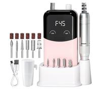 Máquina perforadora de uñas, Taladro de uñas recargable, lima de uñas eléctrica portátil de 45000 RPM, pulidora de uñas inalámbrica Efile(PINK)