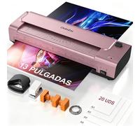 Máquina plastificadora A3 y A4, laminadora 10 en 1 con guillotina, 20 hojas, ABS antiatascos frío y caliente, ideal para plastificar en casa (fotos), oficina (documentos), escuela y negocios,Oro Rosa.
