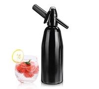 Máquina portátil de agua con gas de 1 l con regulador de presión, sifón de soda de aluminio para refrescos, cócteles, mojitos, jugos, té helado y bebidas caseras (negro) AstraLoom