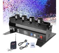 Máquina portátil de confeti de 4 disparos, alcance de 8 a 10 metros, control remoto DMX 512, ángulo ajustable, ideal for fiestas, bodas, celebraciones y eventos especiales, 150 W.