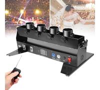 Máquina portátil de confeti de 4 disparos, DMX 512/control remoto, alcance de pulverización: 8-10 metros, ángulo ajustable, ideal for fiestas, eventos, bodas, escenarios, conciertos y eventos.
